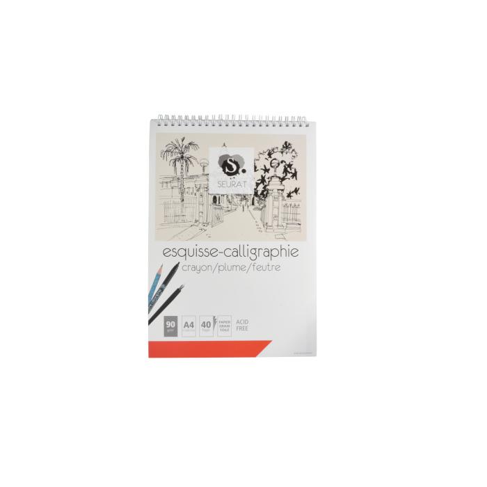 BLOC ESQUISSE CALLIGRAPHIE A SPIRALES 40 PAGES 90G A4