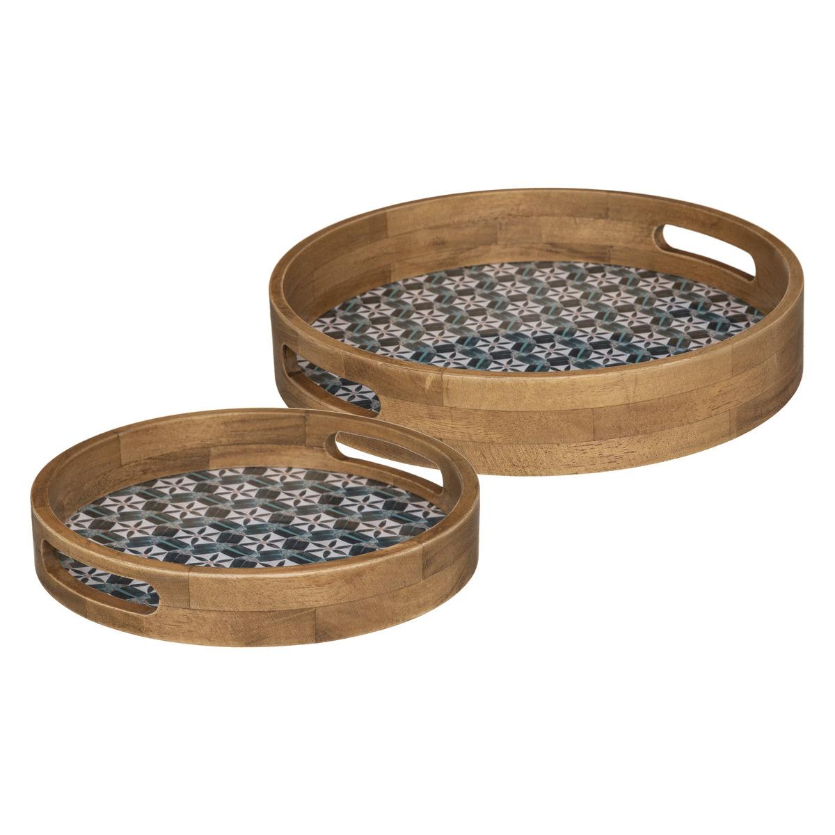 PLATEAU BOIS ALICANTE MULTICOLORE D.24.5X4CM