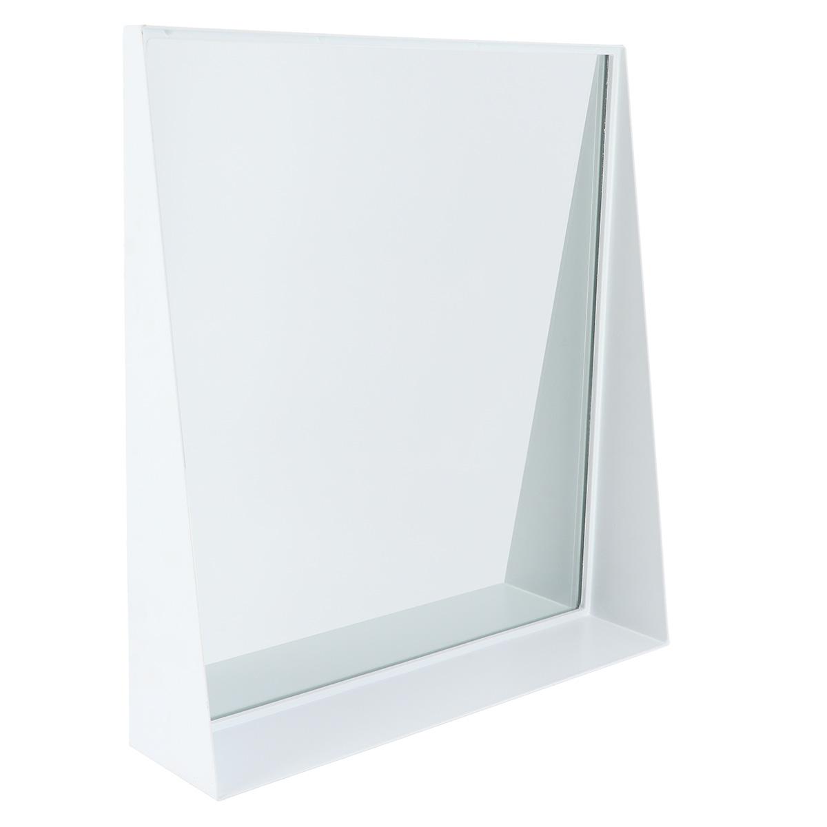 MIROIR METAL A FIXER AVEC TABLETTE BLANC
