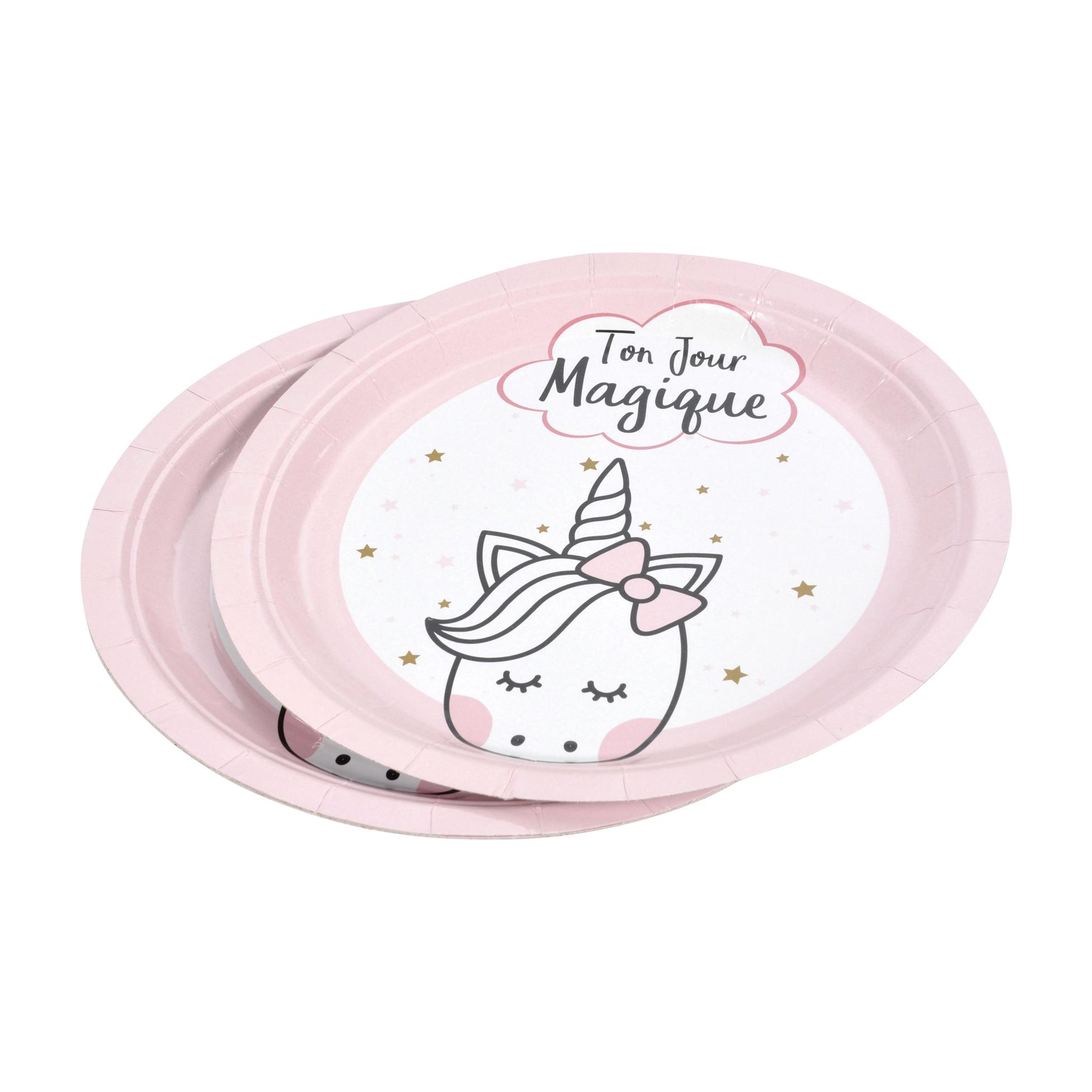 SET 6 ASSIETTES CARTON D.23CM LICORNE