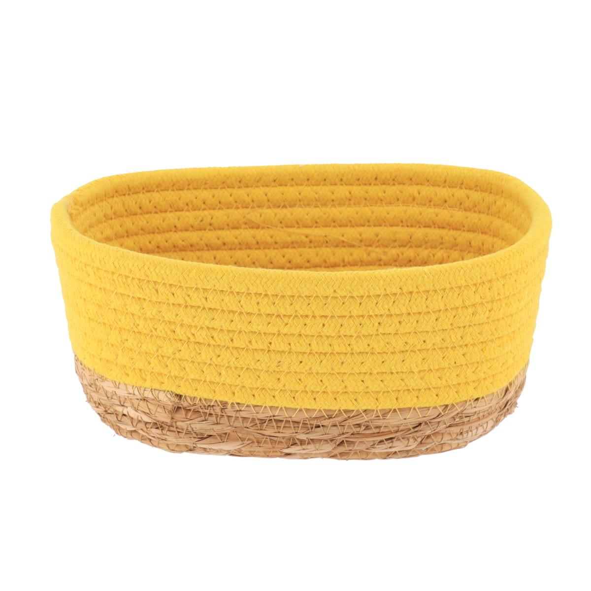 PANIER RECTANGLE COTON VEGETALE 19X11X10CM JAUNE NATUREL