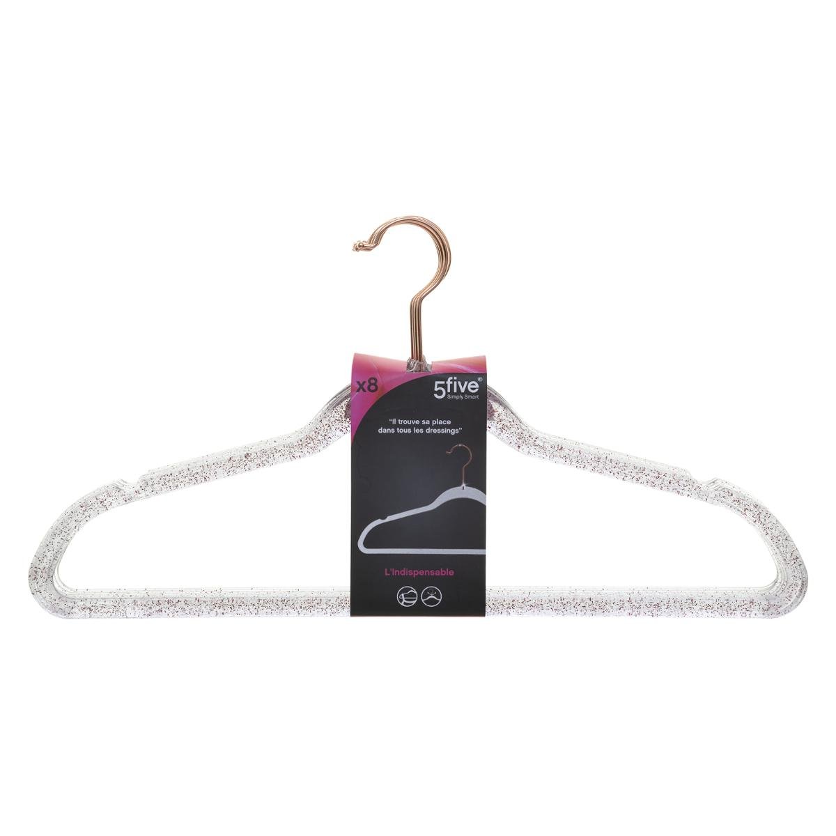 personnalisé en plastique Transparent cintres antidérapants peu encombrant  costume cintres paillettes acrylique or poudre perle cintre