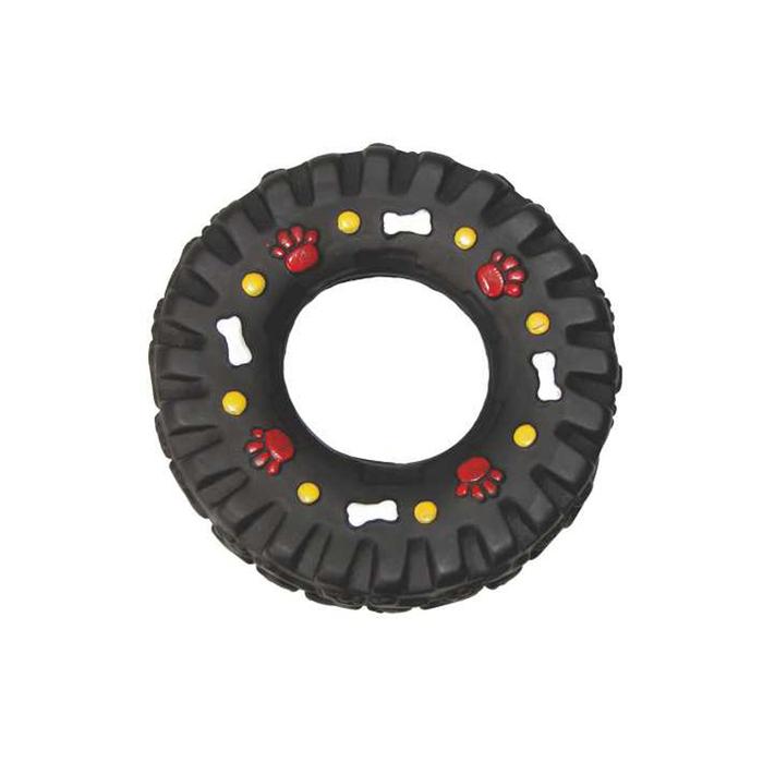 JOUET PNEU VINYLE SONORE D.13CM NOIR