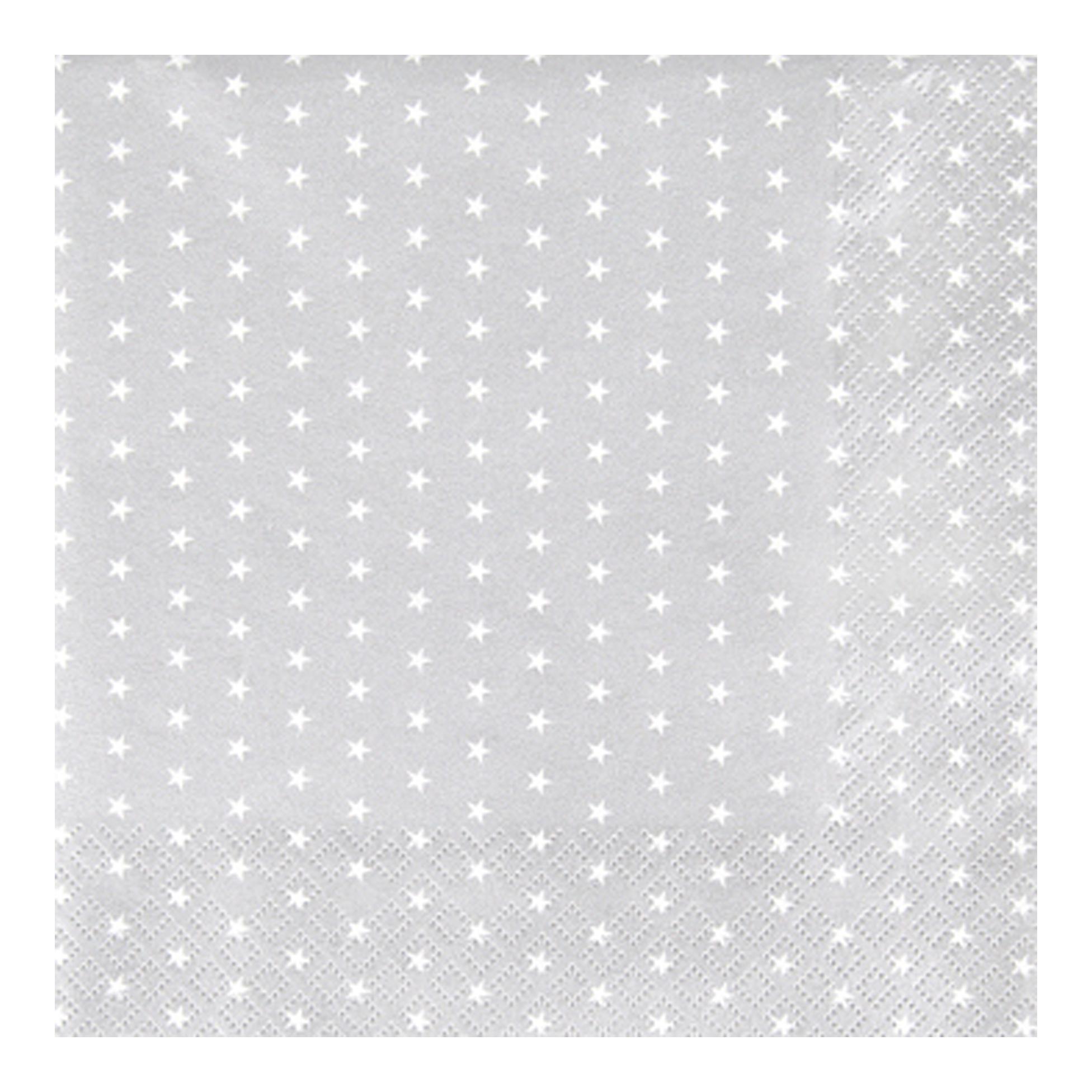 SERVIETTES COCKTAIL X20PCS MINI ETOILE ARGENT 3PLIS 25X25CM