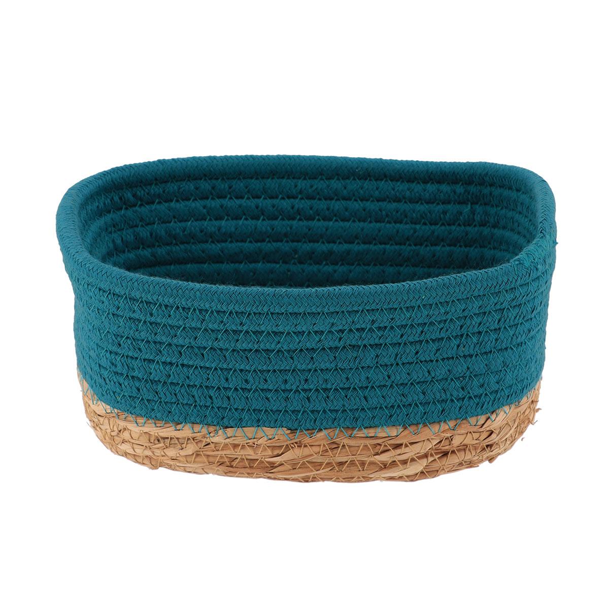 PANIER RECTANGLE COTON VEGETALE 19X11X10CM BLEU TAHITIEN