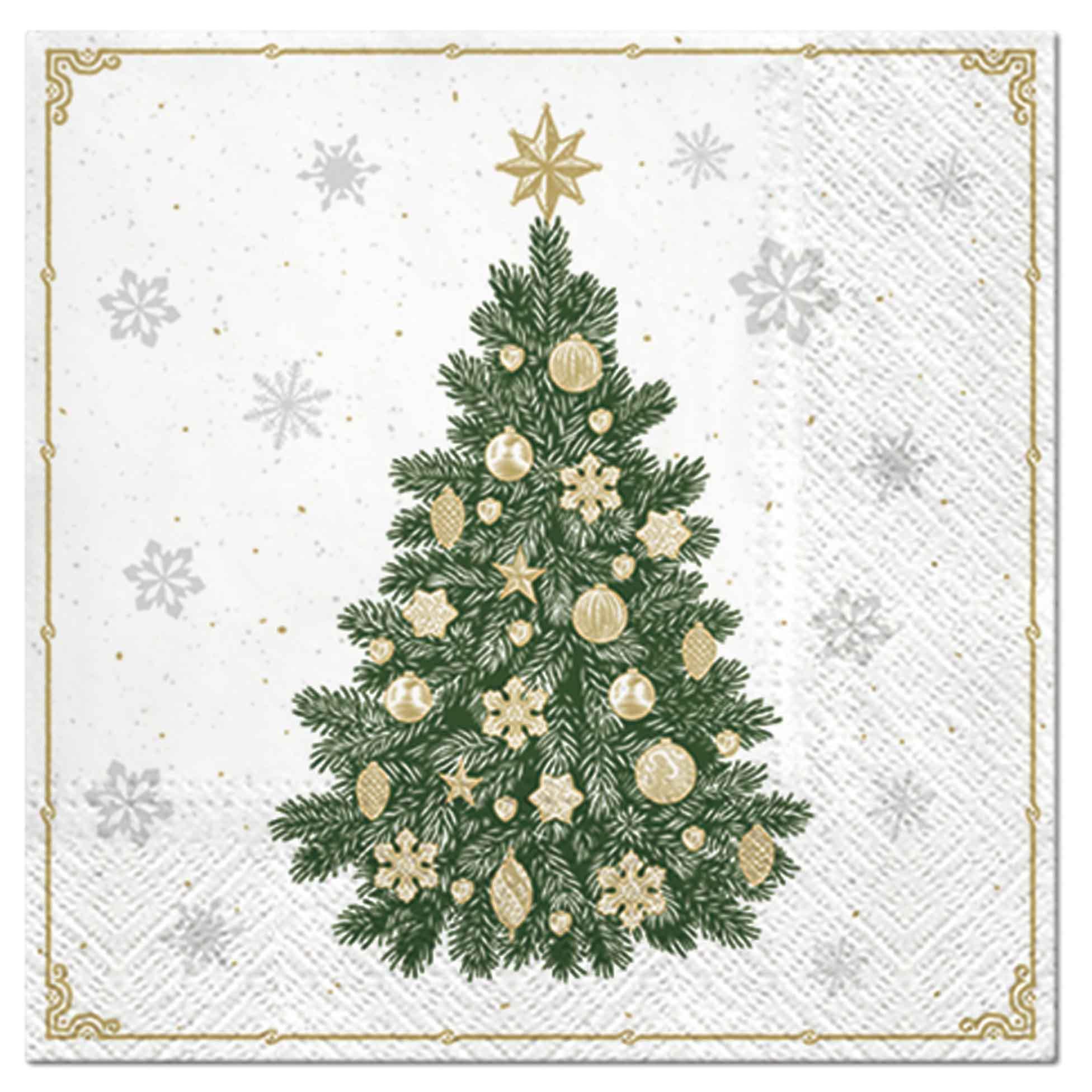 SET 20 SERVIETTES 3 PLIS 33X33CM SAPIN GIVRE
