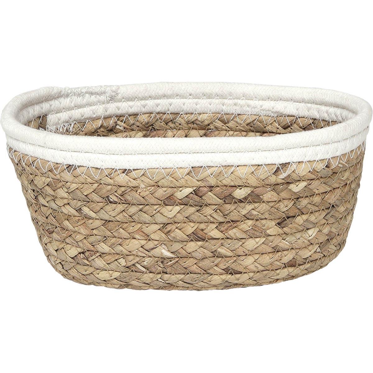 PANIER OVAL COTON MATIERE VEGETALE 21X16X9CM BLANC