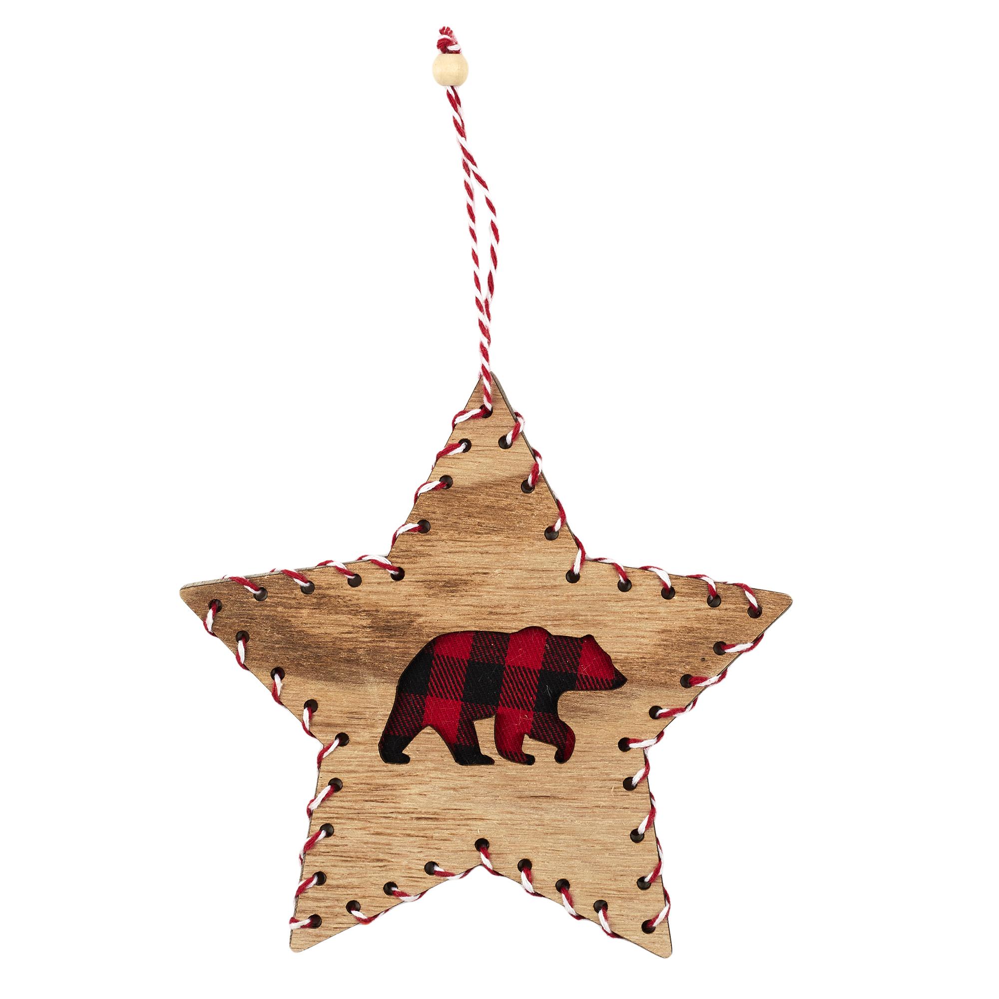 SUSPENSION ETOILE OURS TARTAN H14CM