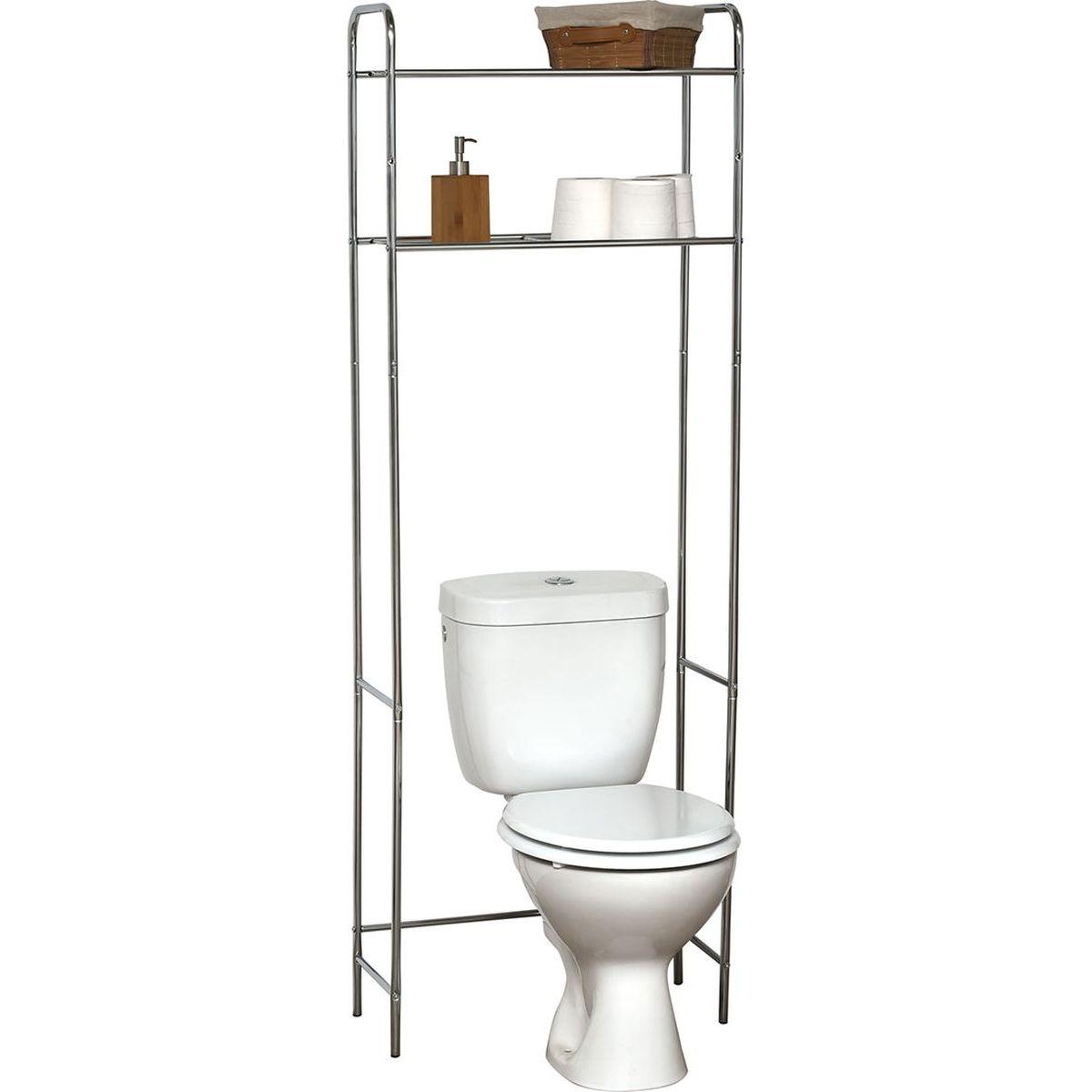 MEUBLE METAL 2 TABLETTES POUR TOILETTES CHROME