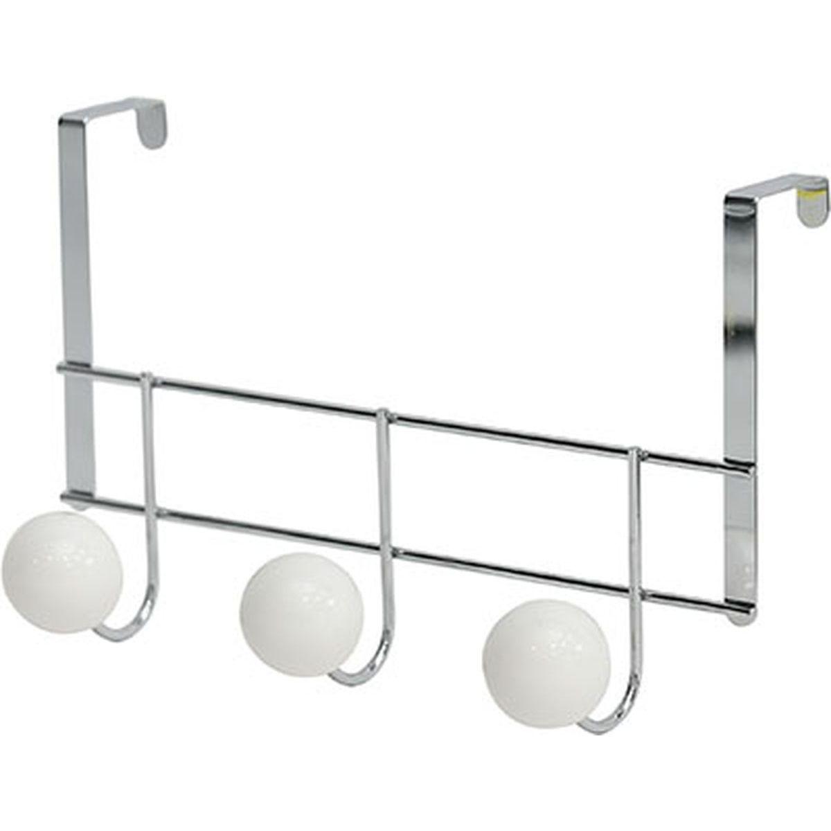PATERE METAL 3 BOULES RESINE BLANCHE GROS DIAMETRE   CHROME 