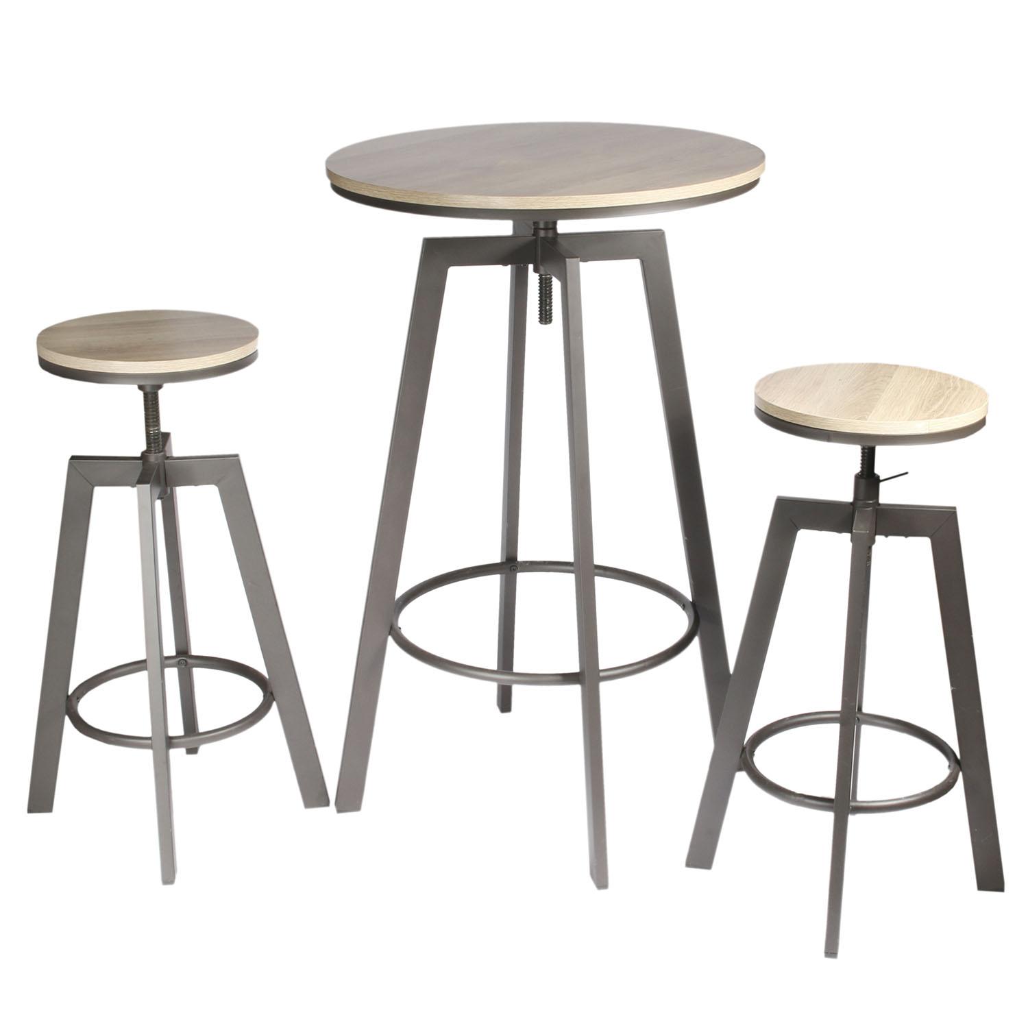 TABLE MANGE DEBOUT 2 TABOURETS REGLABLES ARIA