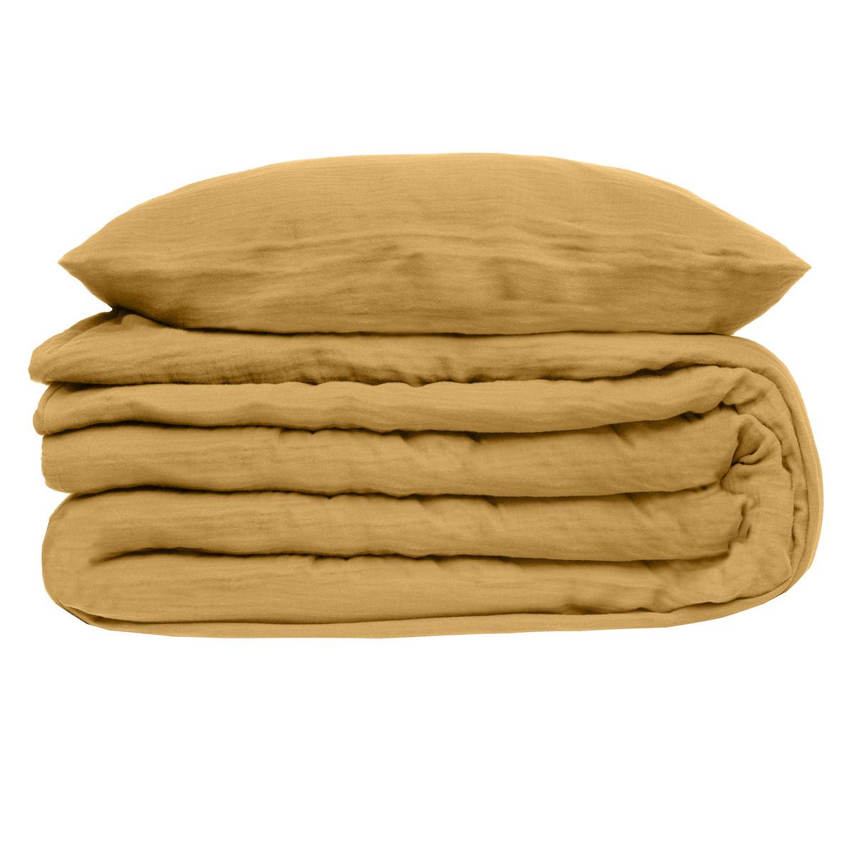 PARURE DOUBLE GAZE COTON OCRE 260X240CM