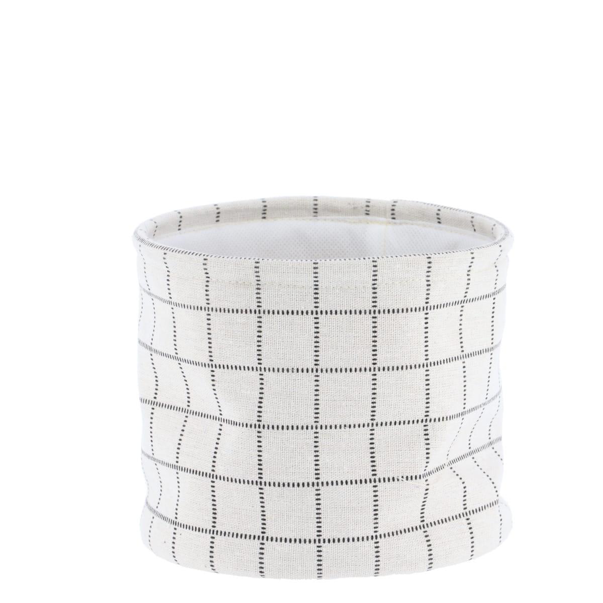 PANIER COTON IMPRIME MOTIF CARRE NATUREL 19X16CM