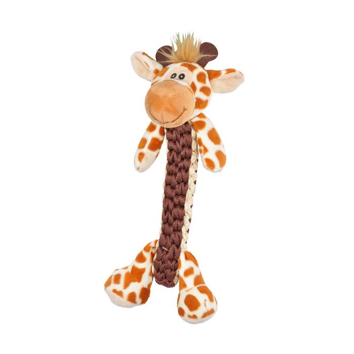 JOUET PELUCHE GIRAFE ET CORDE SONORE 34CM LES FEROCES