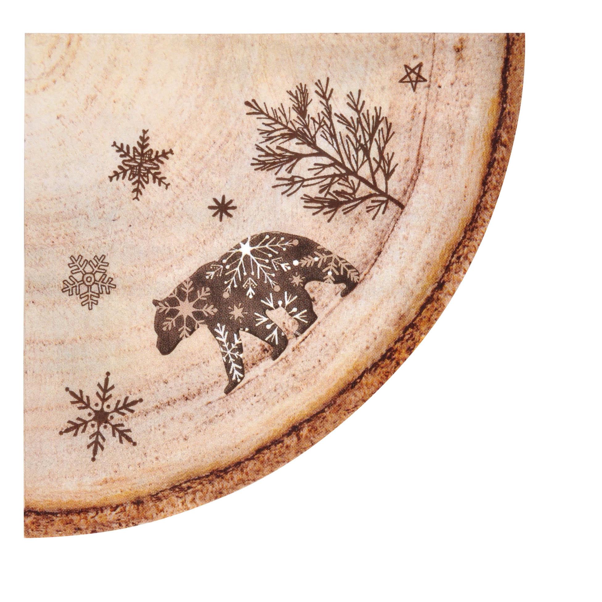 SET 12 SERVIETTES 3 PLIS D.32CM ANIMAUX SUR BOIS