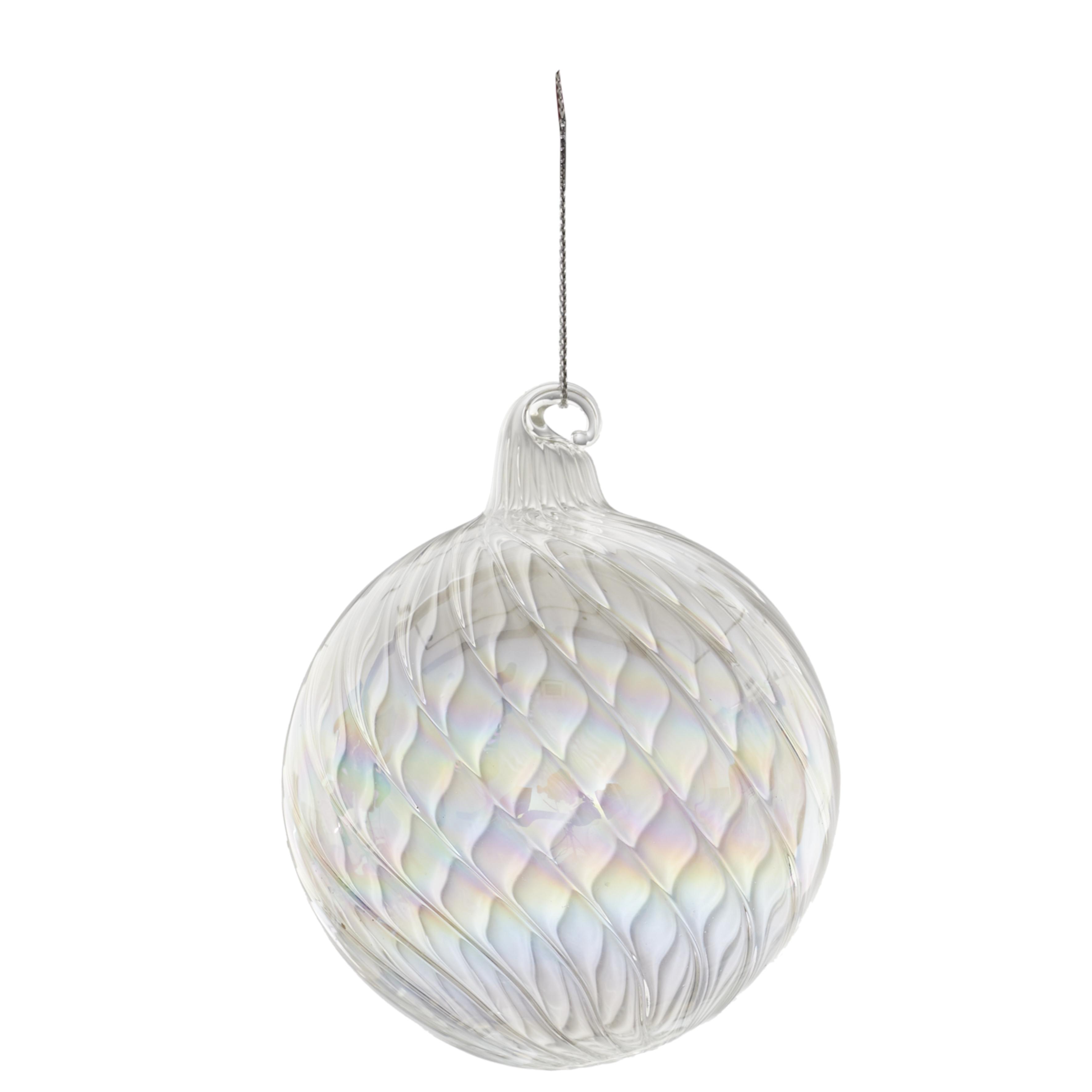 BOULE EN VERRE TRANSPARENT IRISEE 8CM