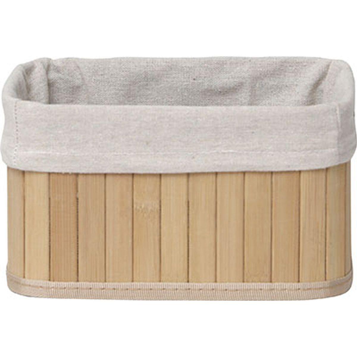 PANIERE PETIT MODELE 22X16CM BAMBOU NATUREL TISSU LIN