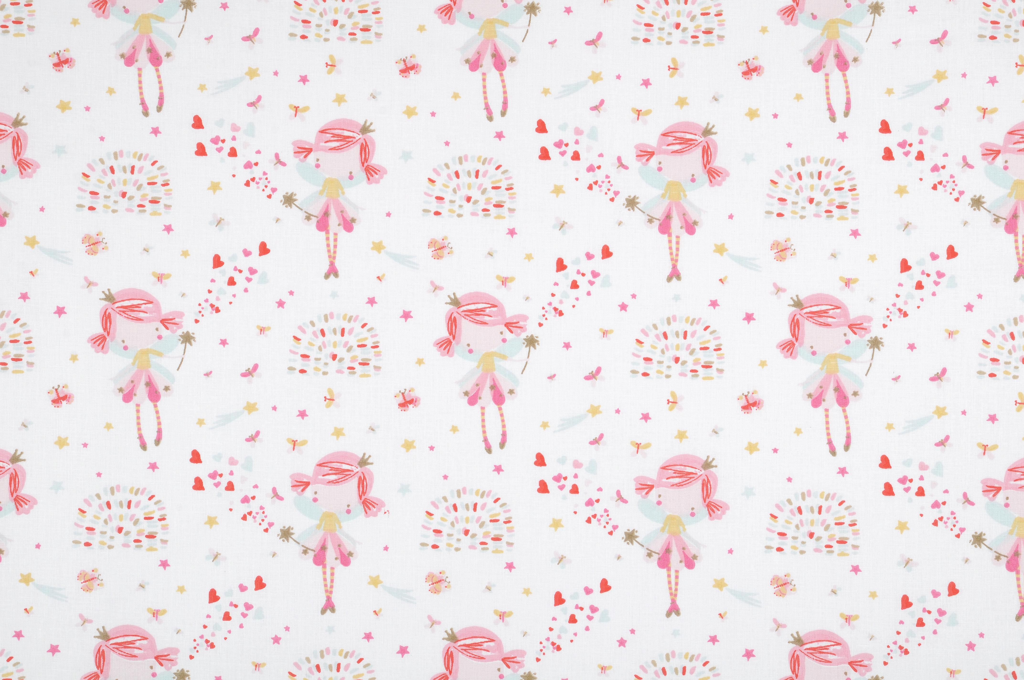 CLOCHETTE CRETONNE 160CM COTON ROSE-1
