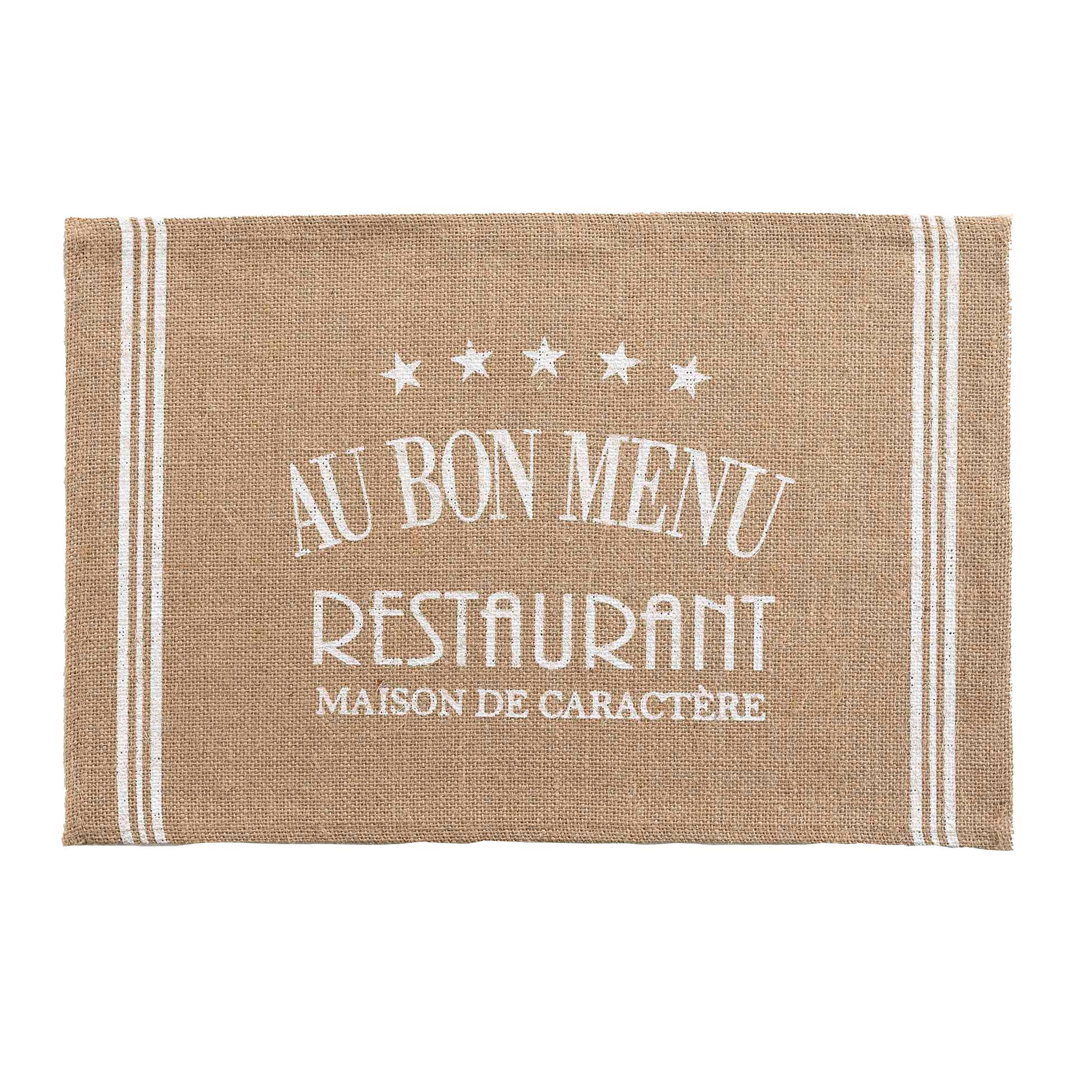 SET TABLE 30X45CM JUTE IMPRIME DINER BLANC