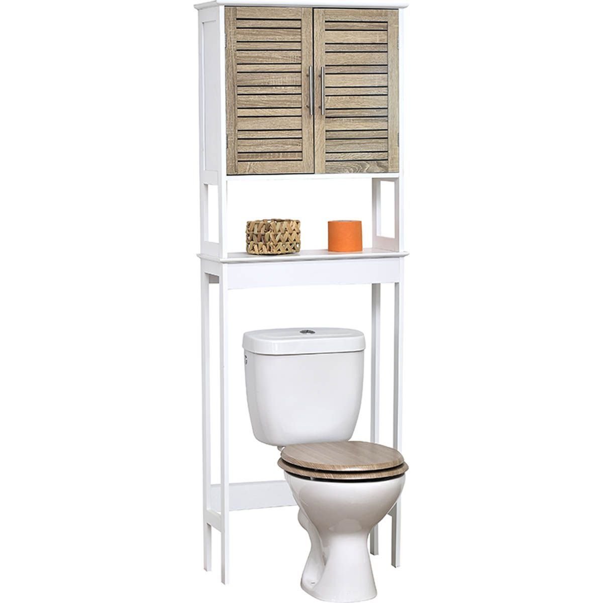 Meuble WC Armoire de Toilette Placard de Salle de Bains Étagère de