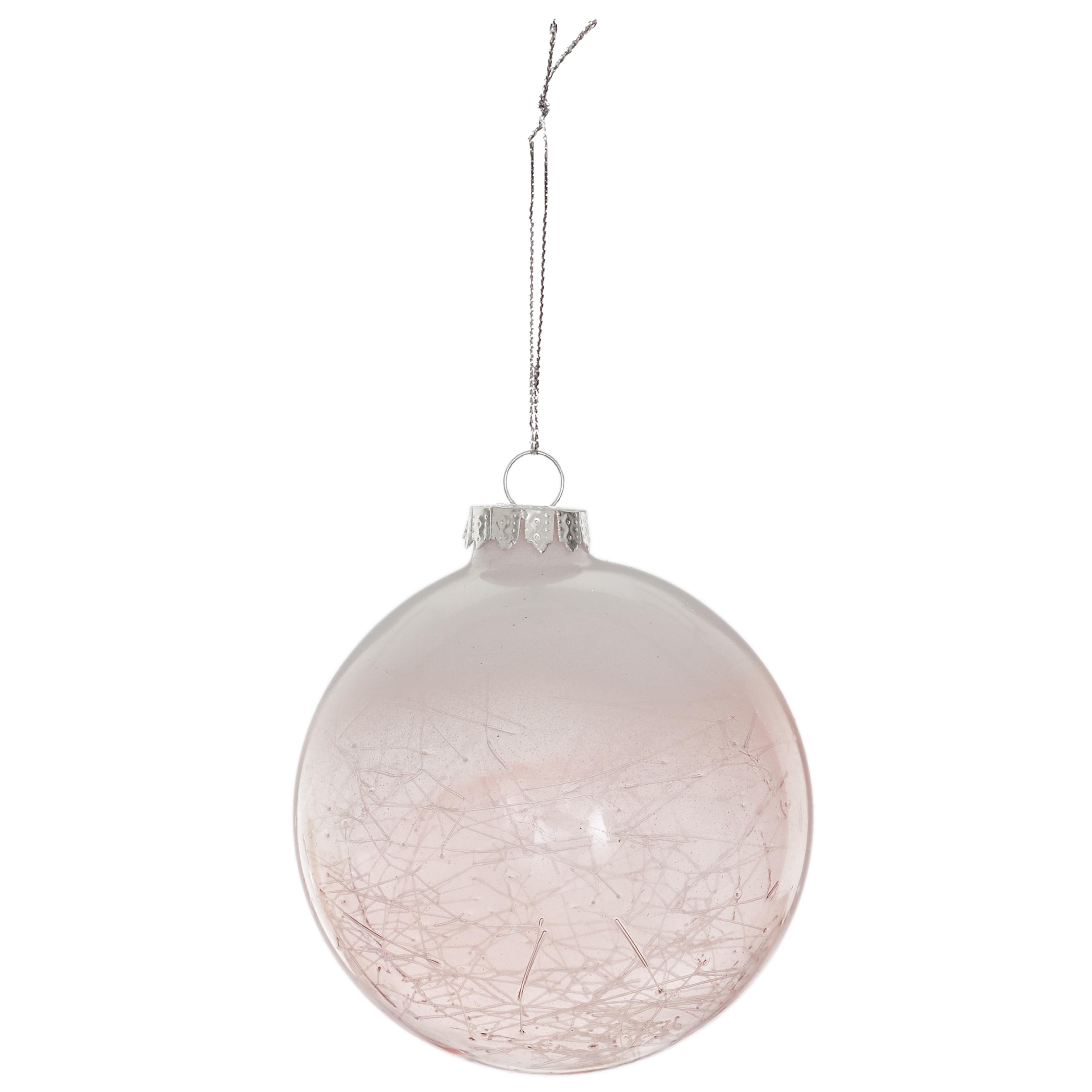 BOULE EN VERRE ROSE FUME 8CM