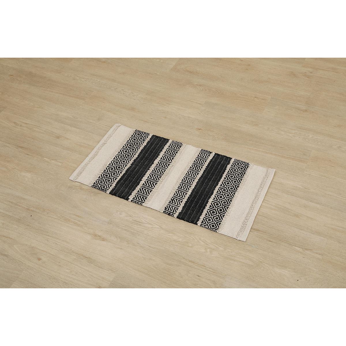 TAPIS LOUXOR COTON 45X90CM NOIR NATUREL