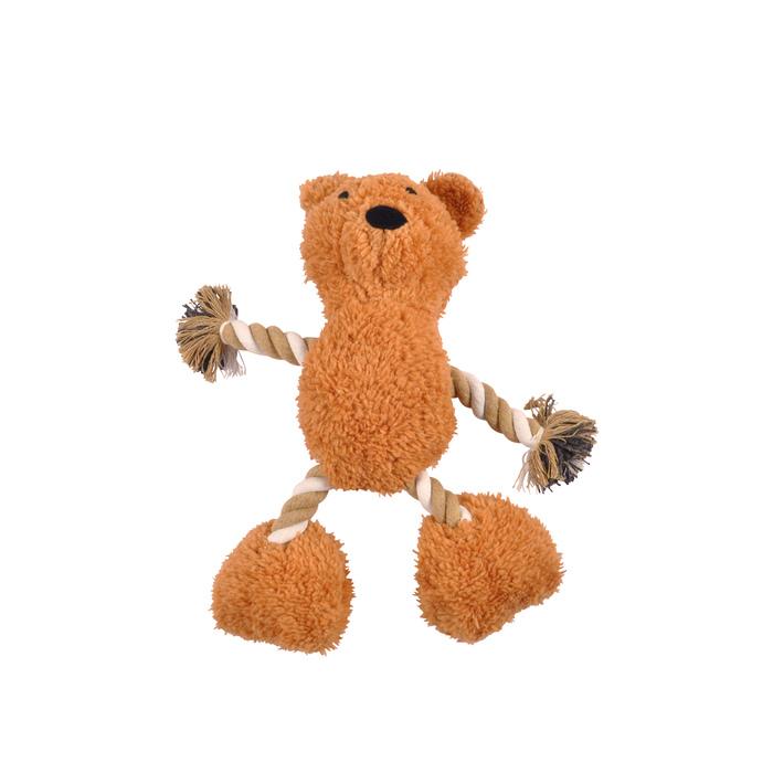 JOUET PELUCHE OURS ET CORDE SONORE 25X30CM BRUN