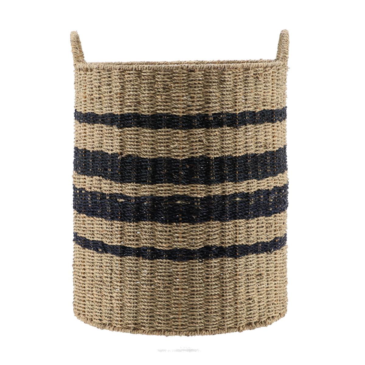 PANIERE A LINGE RONDE NATUREL NOIR D.42X56CM