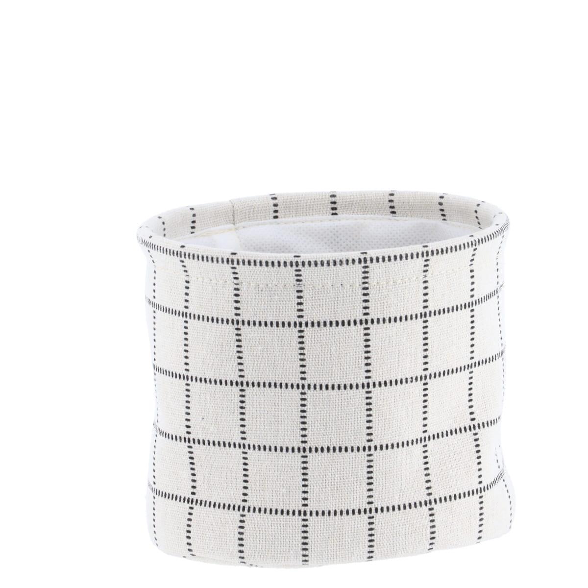 PANIER COTON IMPRIME MOTIF CARRE NATUREL 15X12CM