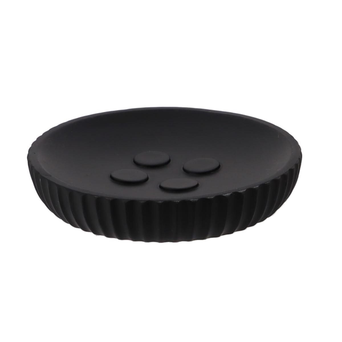 PORTE SAVON POLYRESINE ROND STRIEE NOIR
