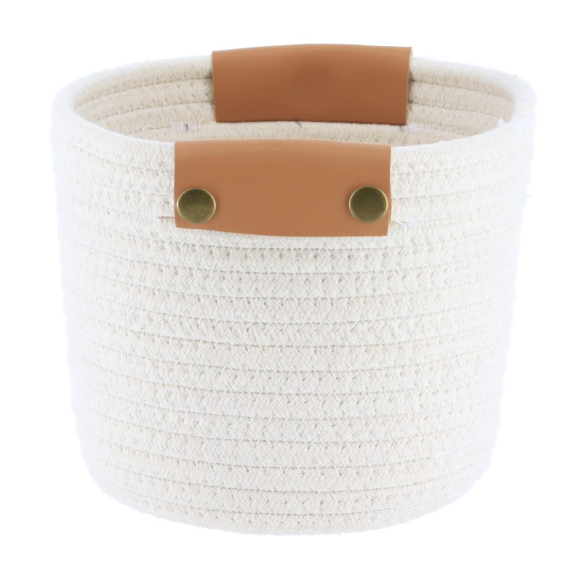 PANIER COTON AVEC POIGNEES BLANC 15X12CM