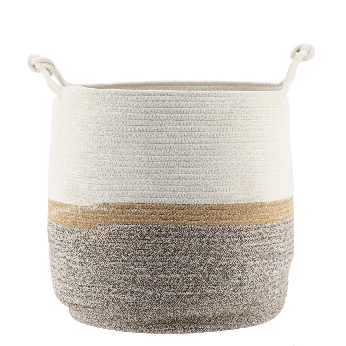 PANIERE A LINGE NATUREL MARRON CHINE D.40X42CM