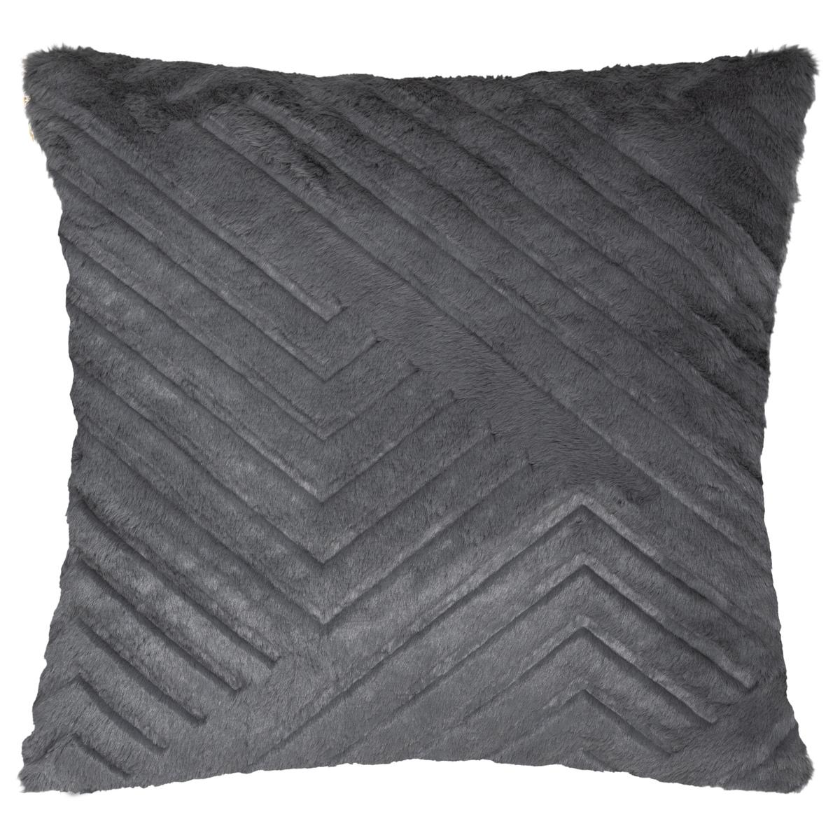 COUSSIN FOURRURE 3D GEOMETRIQUE GRIS 45X45CM