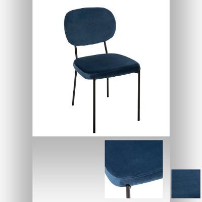 CHAISE VELOURS BLEU TALIA