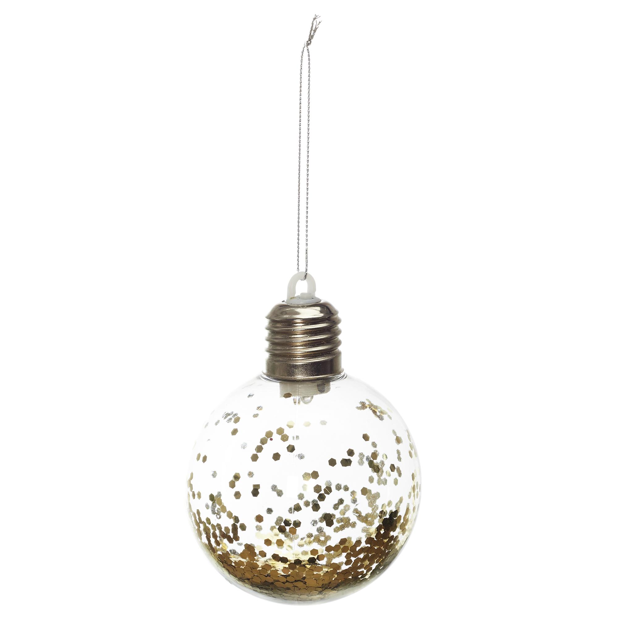 BOULE LED AVEC PAILLETTES DOREES 8CM