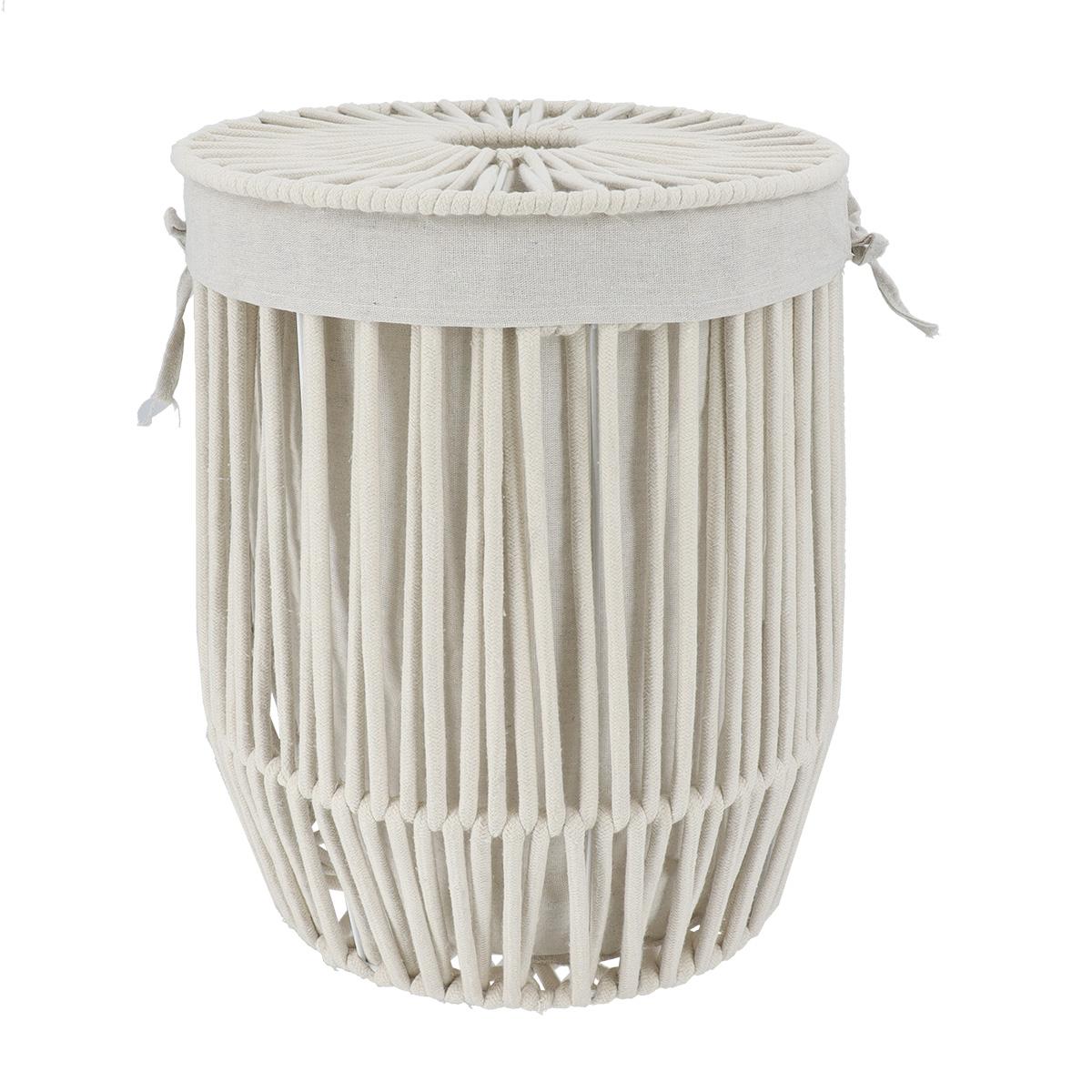 Panier à Linge 65L Otauoaea En Corde De Coton - Pliable, Avec Poignées, Pour Rangement Jouets Et Linge Sale