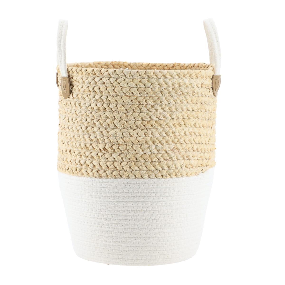 PANIERE COTON MATIERE VEGETALE NATUREL BLANC 30X38CM