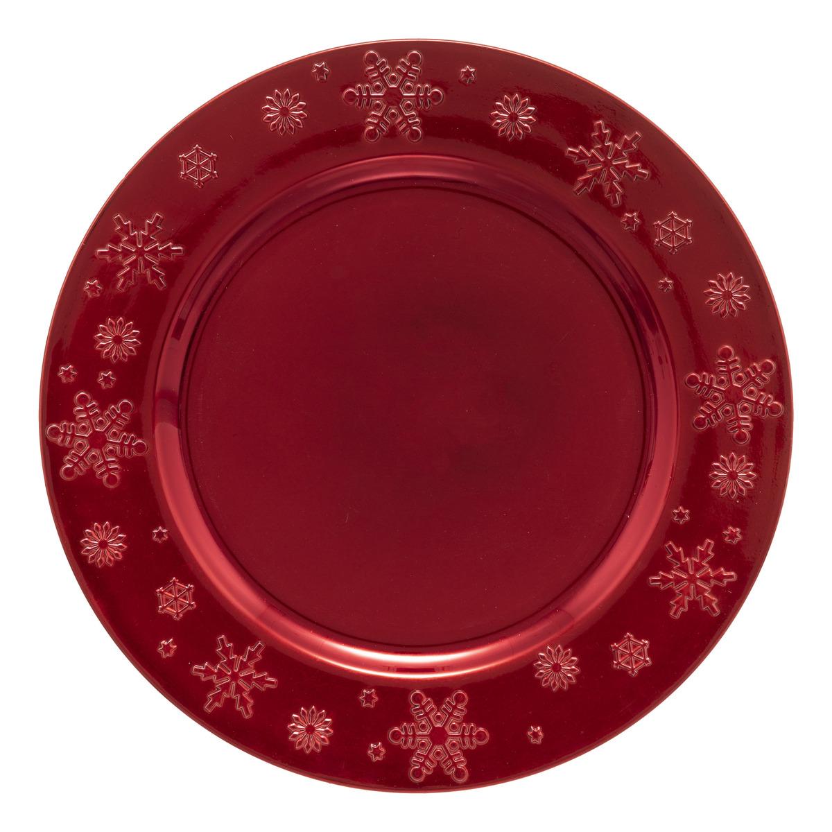 ASSIETTE PRESENTATION FLOCON ROUGE 33CM