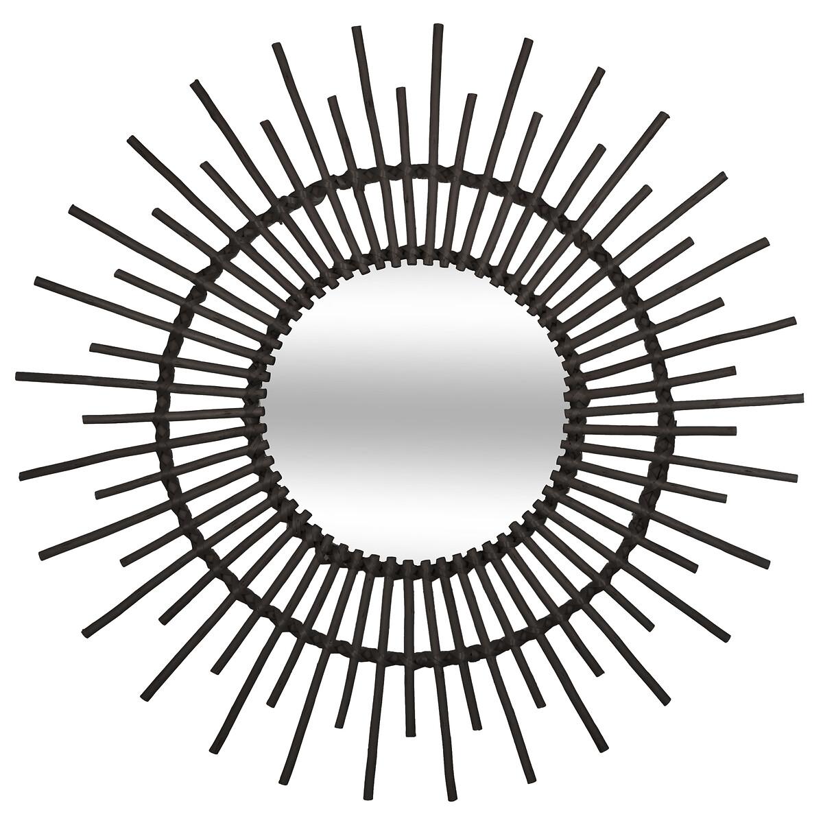 MIROIR ROTIN NOIR D.76CM