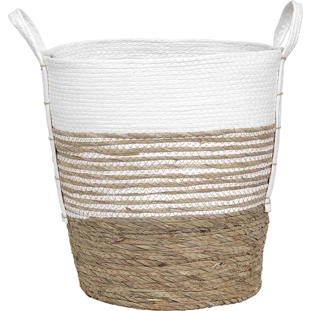 PANIERE FIBRE VEGETALE PAPIER D.40X42CM NATUREL BLANC