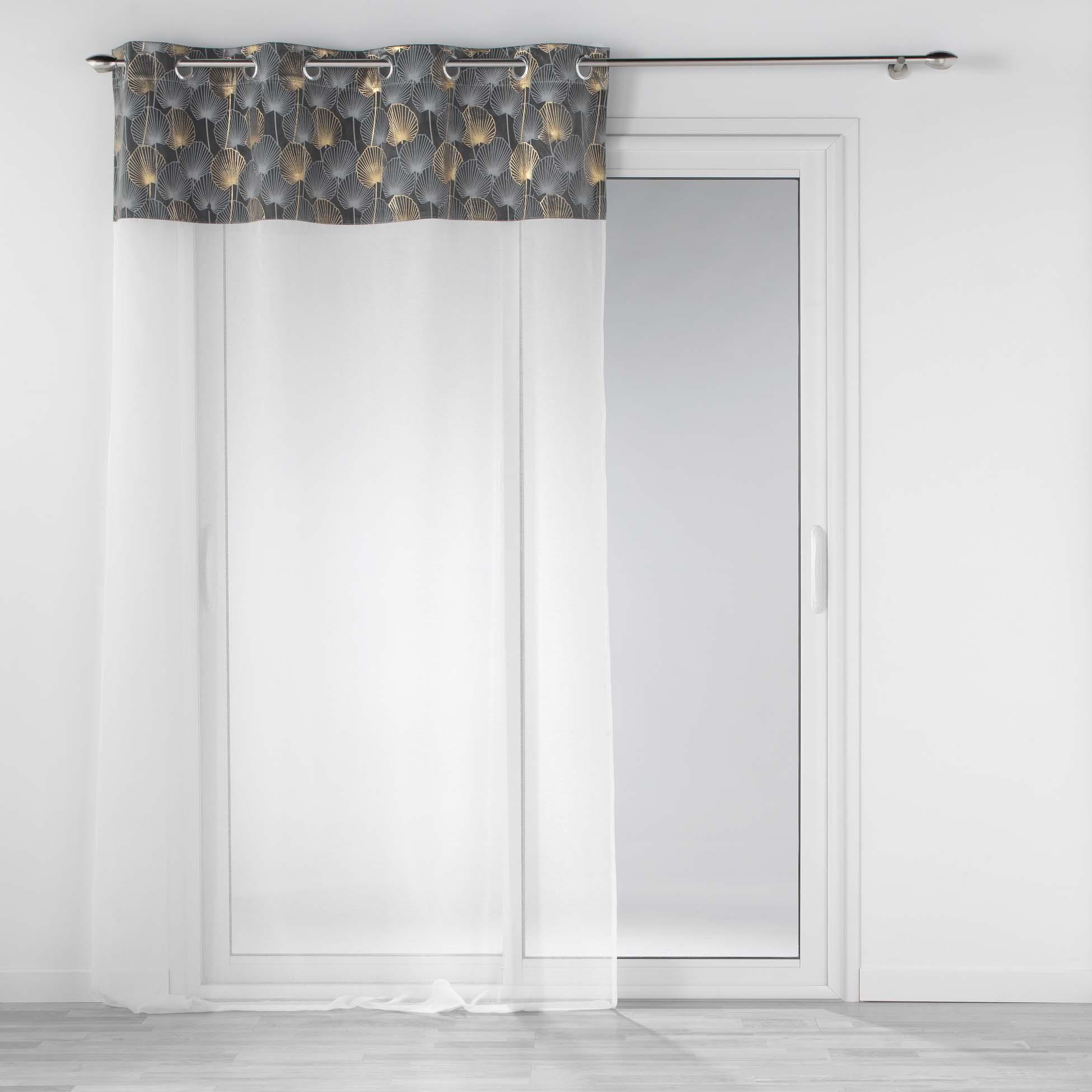 PANNEAU OEILLETS 140X240CM IMPRIME OR CLAIRINE GRIS