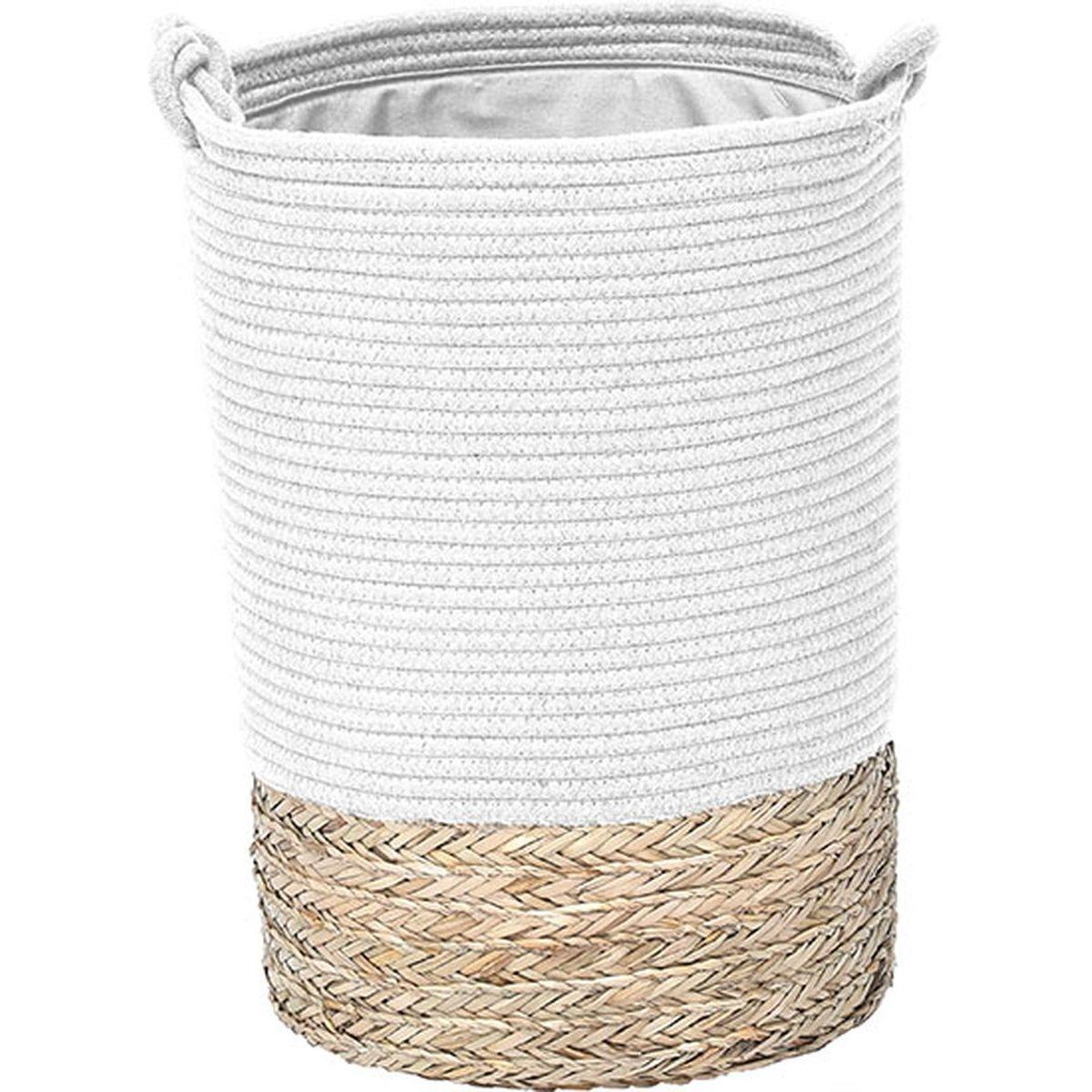 PANIERE LINGE RONDE PM COTON MATIERE VEGETALE BLANC NATUREL