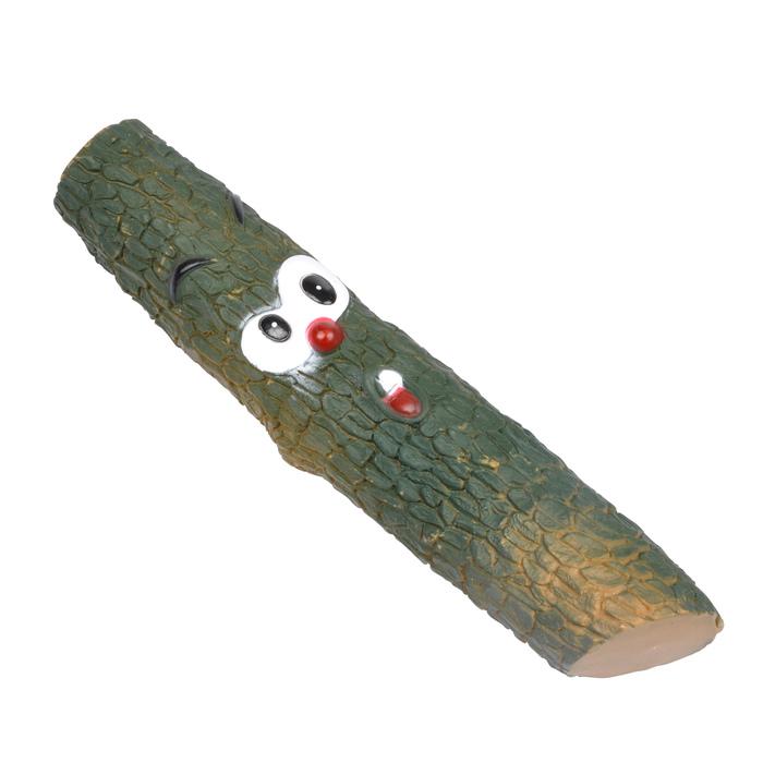JOUET TRONC D ARBRE VINYLE SONORE 22.5CM BRUN VERT FONCE