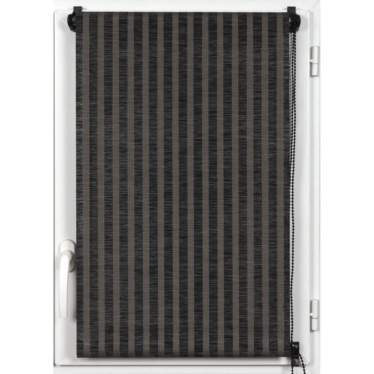 STORE ENROULEUR TAMISANT EFFET BAMBOU 90X180CM NOIR