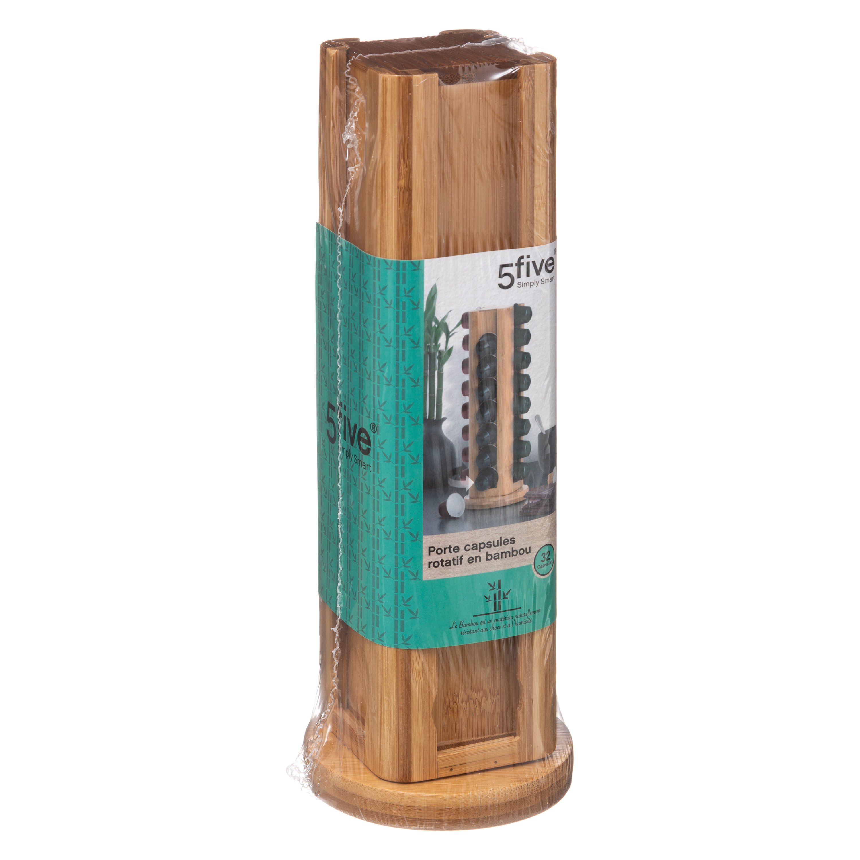 Porte 32 capsules type Nespresso® rotatif en bambou