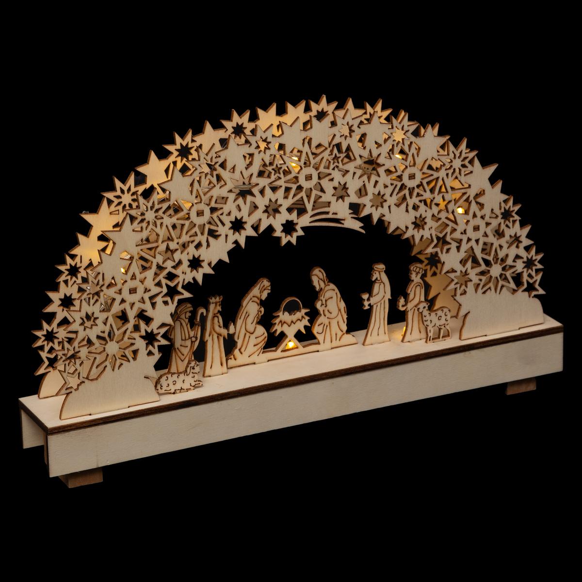 CRECHE DE NOEL 9 SANTONS 8 LED H.19CM