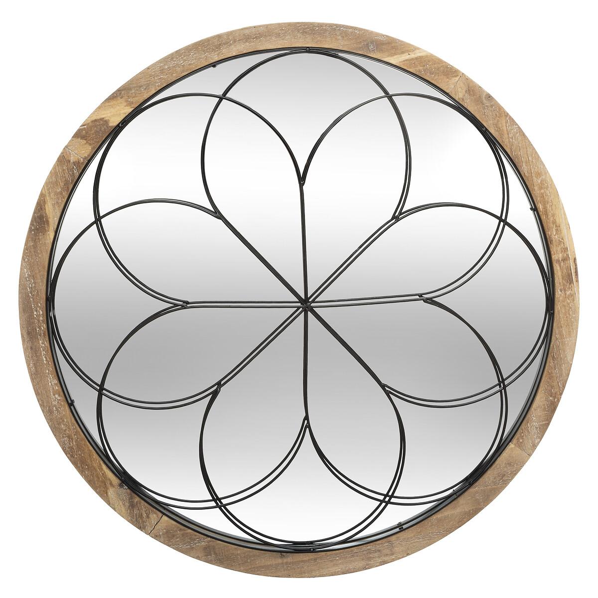 MIROIR METAL BOIS ROSACE D.64CM