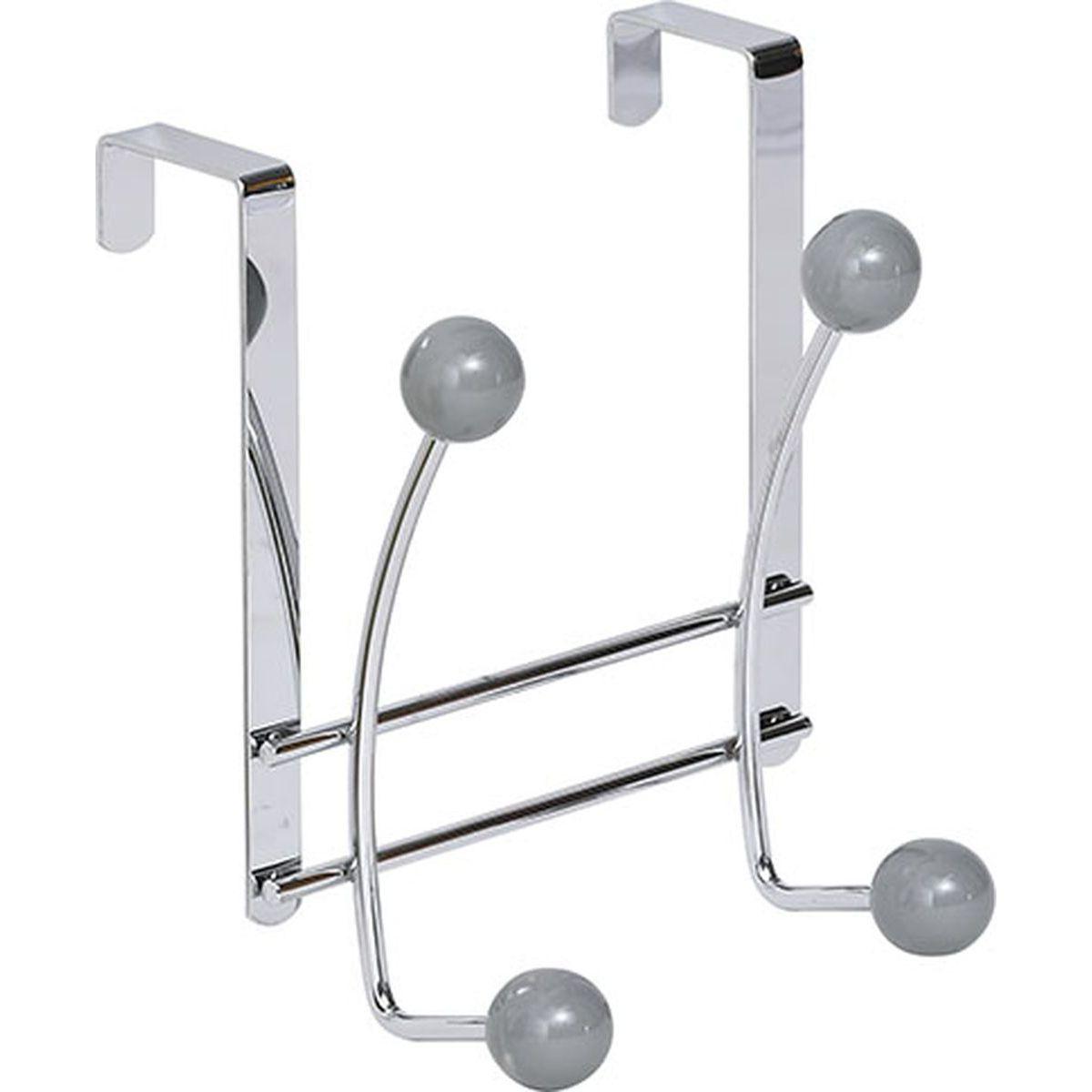 PATERE METAL 4 CROCHETS CHROME GRIS