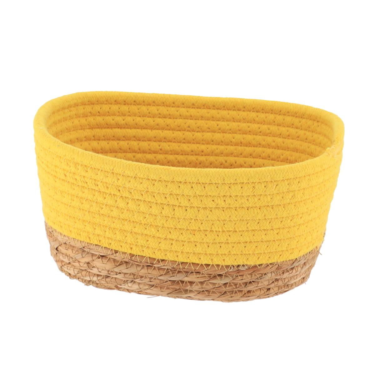 PANIER RECTANGLE COTON VEGETALE 21X13X12CM JAUNE NATUREL