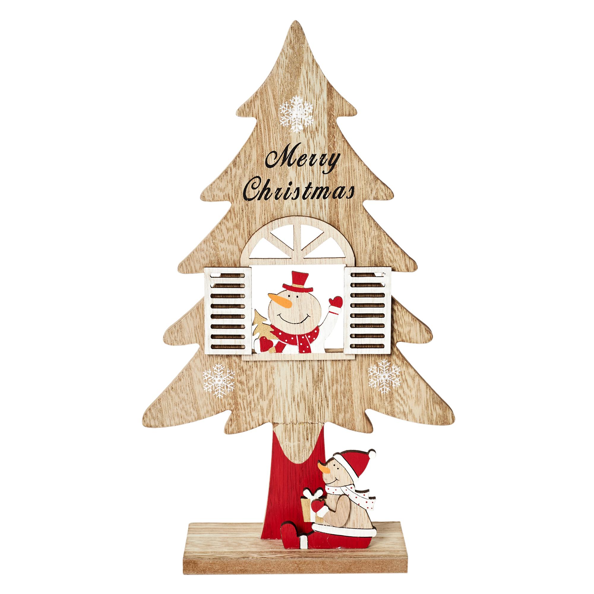 SAPIN A POSER AVEC SCENE DE NOEL H28CM